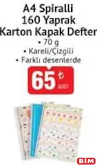 STUDİ A4 SPİRALLİ 160 YAPRAK KARTON KAPAK DEFTER 70 G KARELİ/ÇİZGİLİ STUDİ A4 SPİRALLİ 160 YAPRAK KARTON KAPAK DEFTER 70 G KARELİ/ÇİZGİLİ